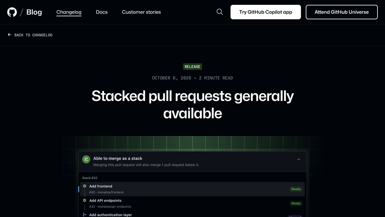 A dated GitHub release announcement