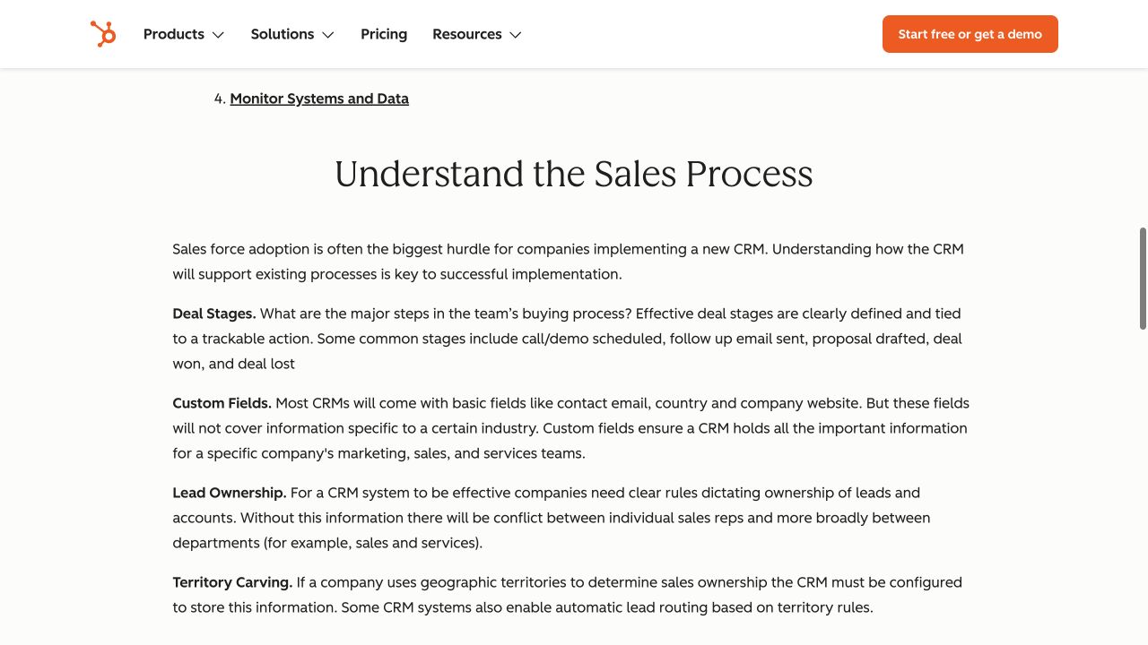 HubSpot CRM implementation guide explaining deal stages, custom fields, and lead ownership