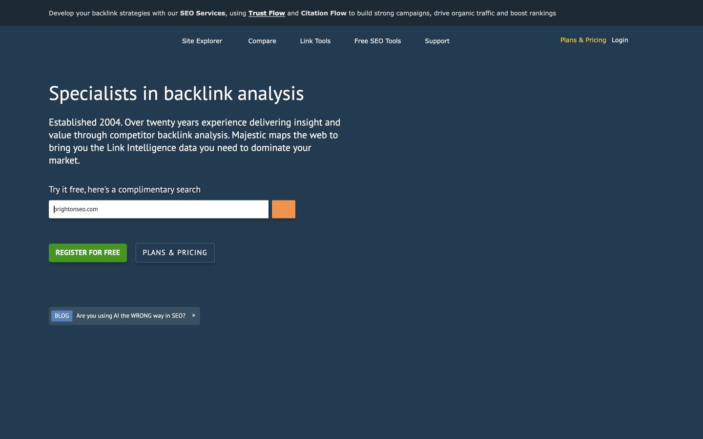 Majestic public product page captured at a desktop viewport