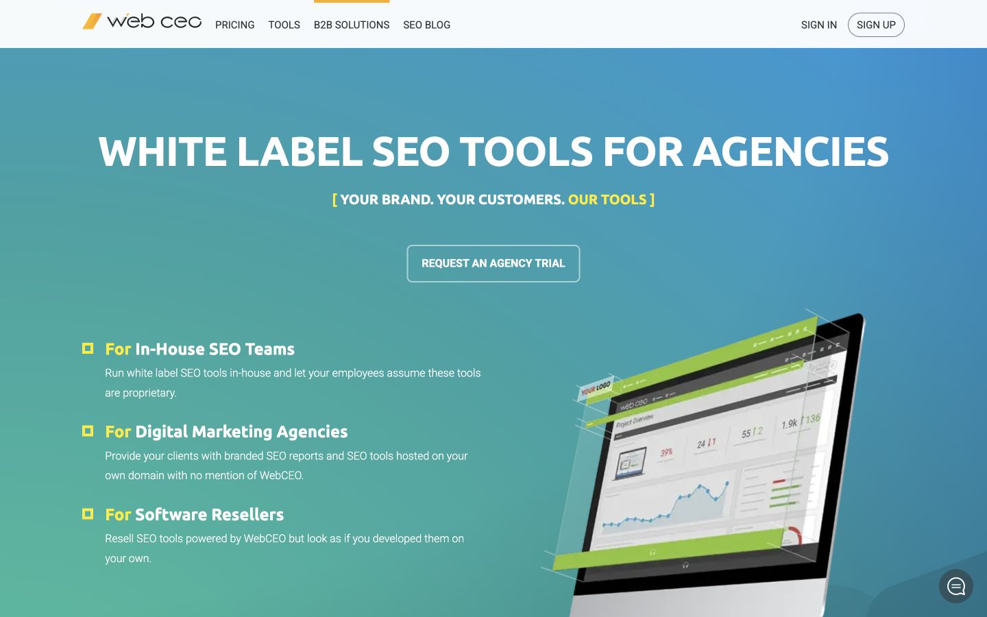 Webceo public page at a desktop viewport