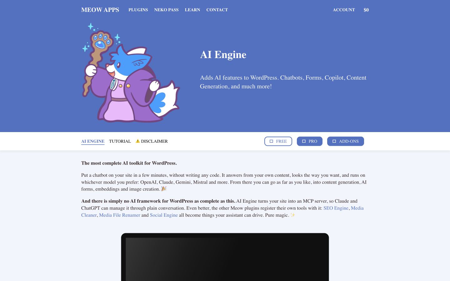 Ai Engine public page captured at a desktop viewport