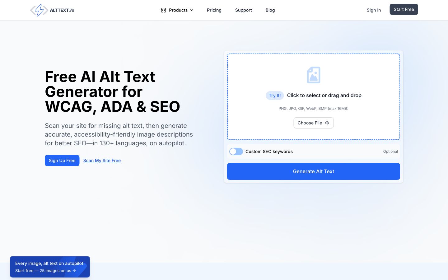 Alttext public page captured at a desktop viewport