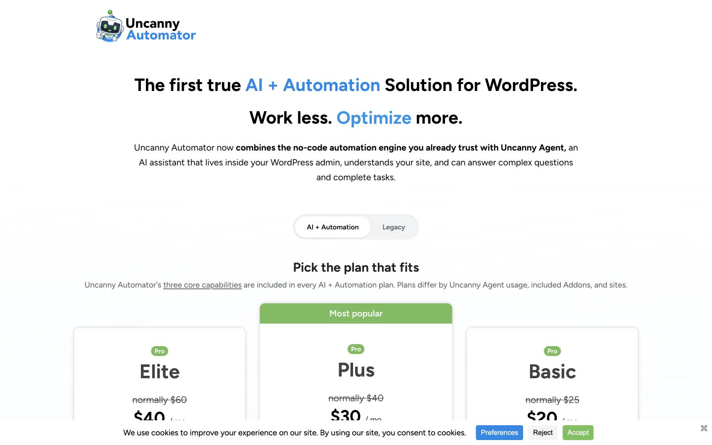 Automator public page captured at a desktop viewport