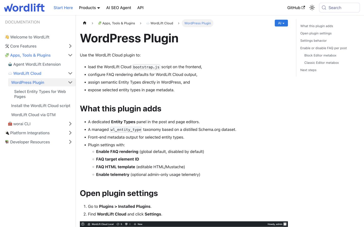 Wordlift public page captured at a desktop viewport