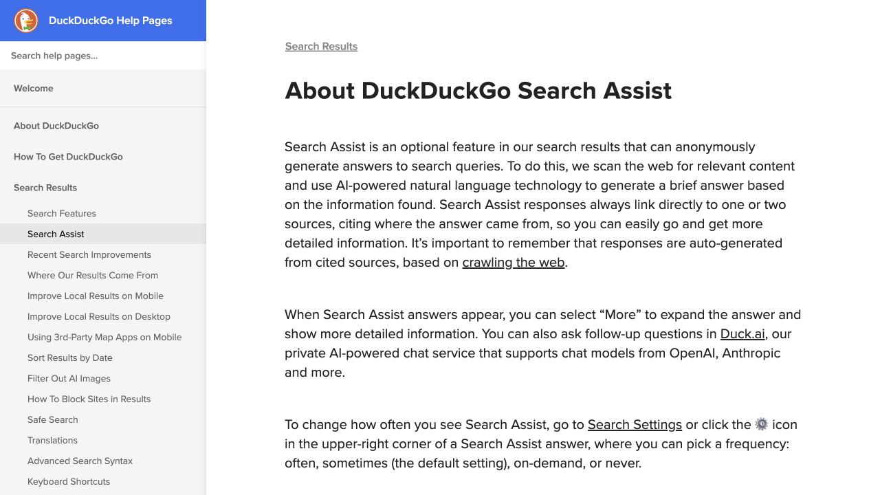 Duckduckgo public source page at a desktop viewport