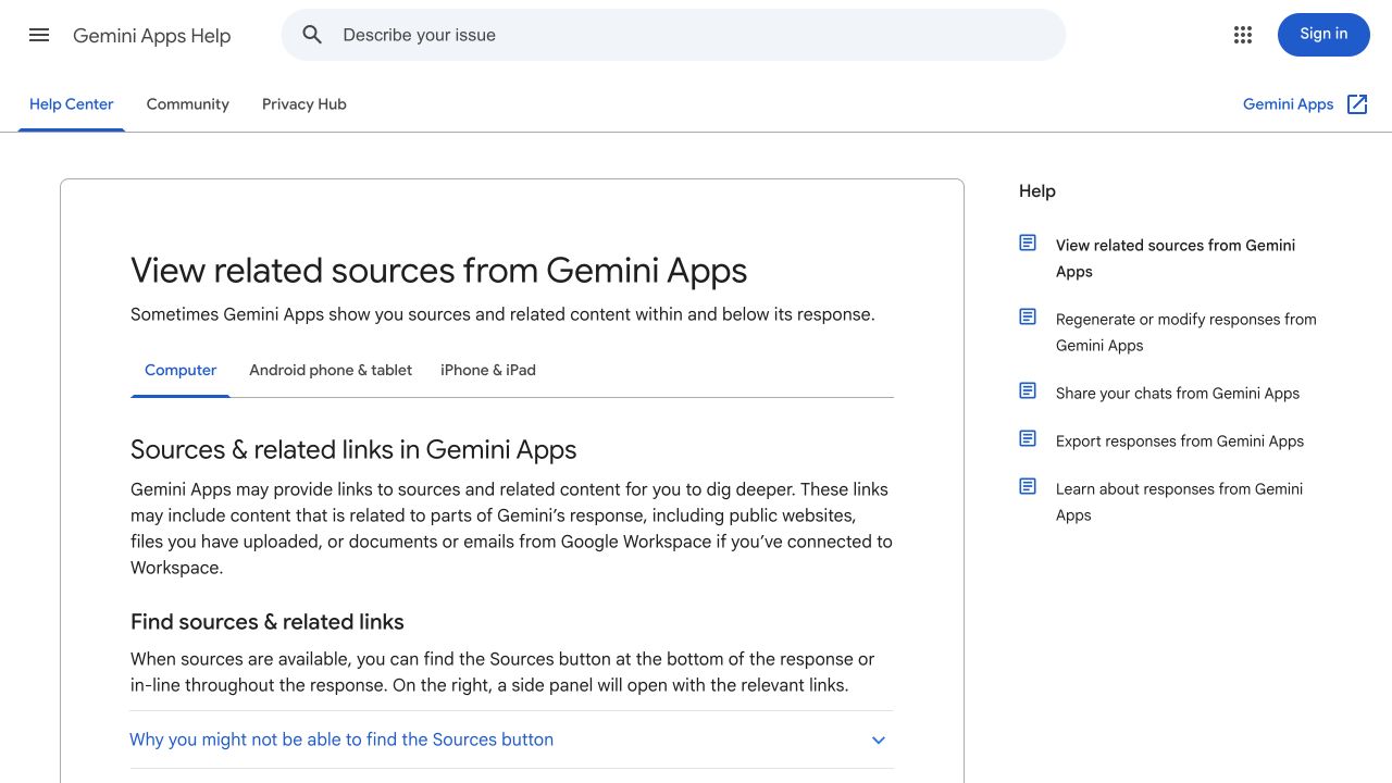 Gemini public source page at a desktop viewport