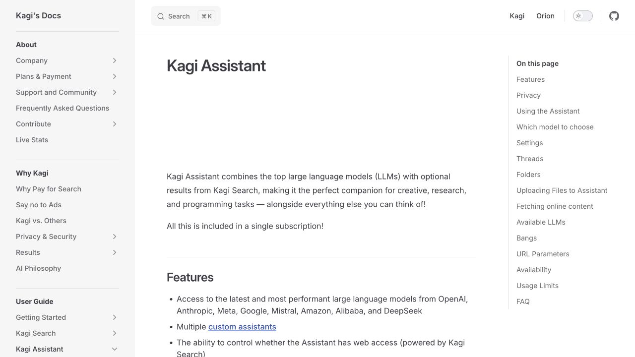 Kagi public source page at a desktop viewport