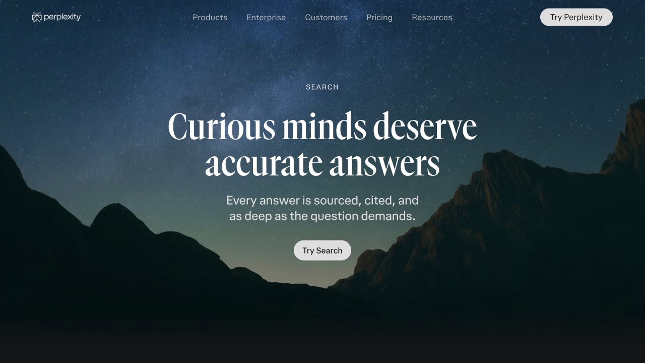 Perplexity public source page at a desktop viewport
