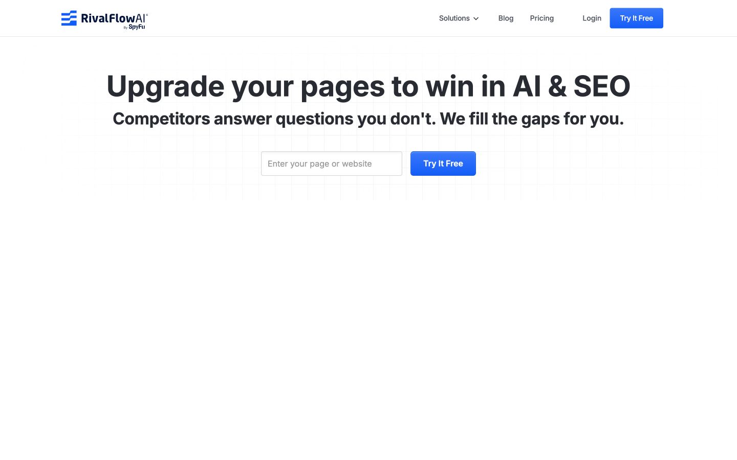 Rivalflow public page shown at a desktop viewport