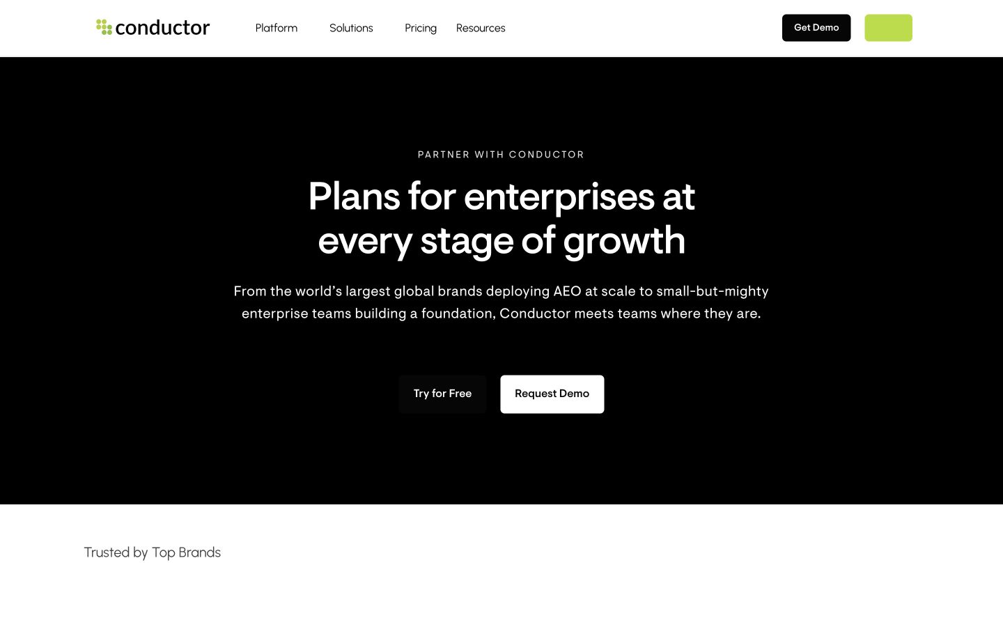 Conductor public page at a desktop viewport