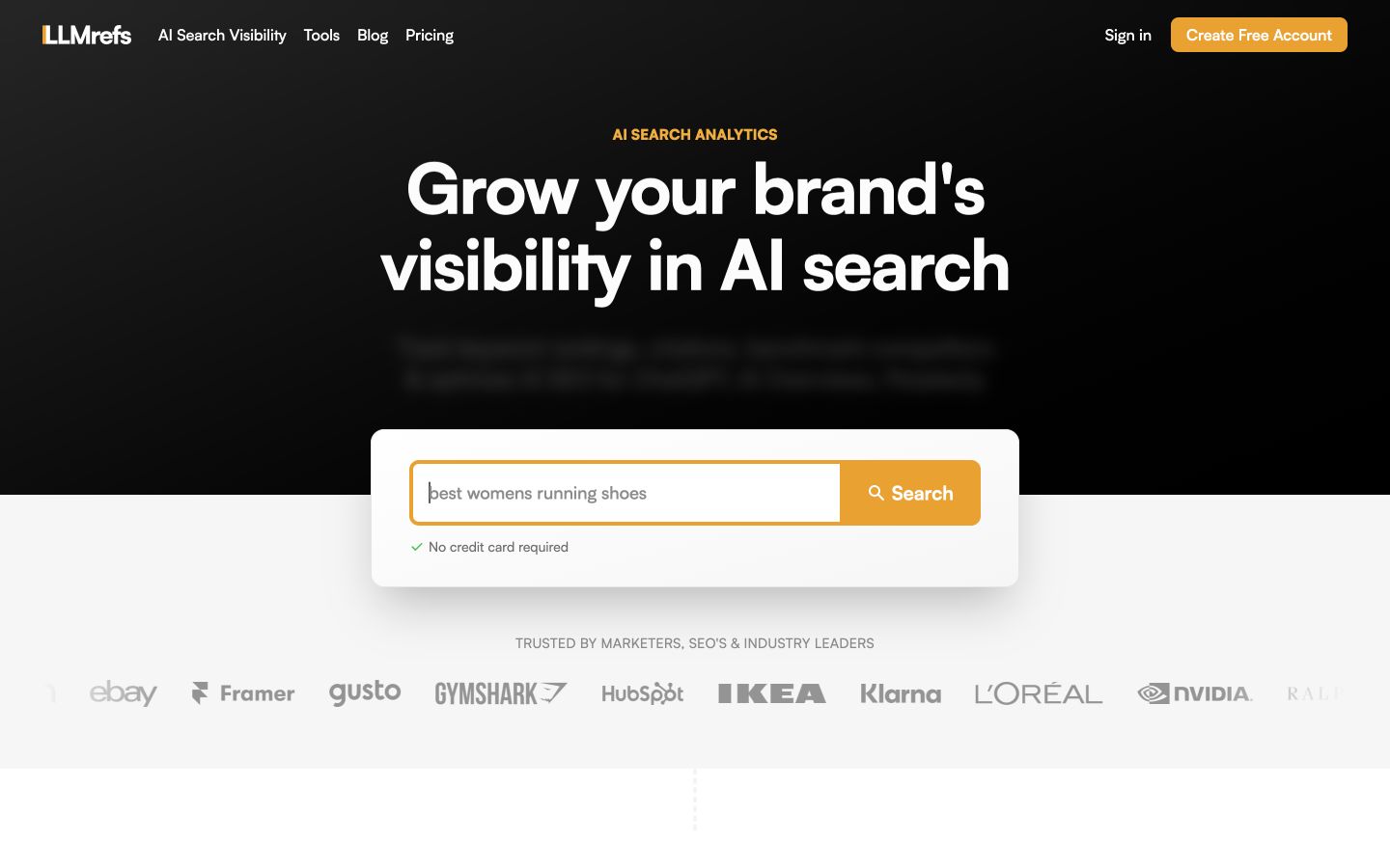 Llmrefs public page shown at a desktop viewport