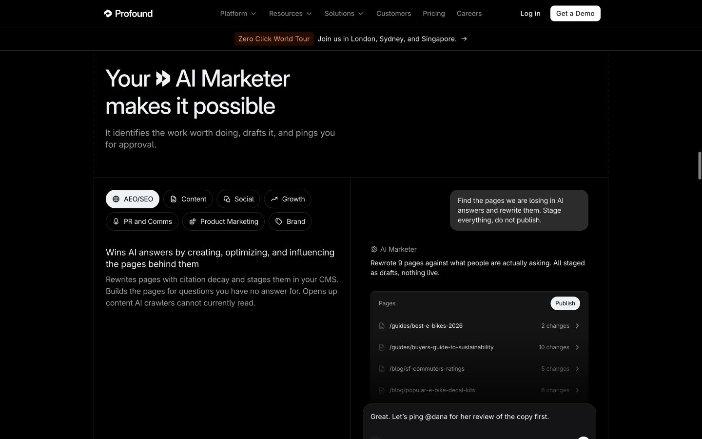 Profound public page shown at a desktop viewport