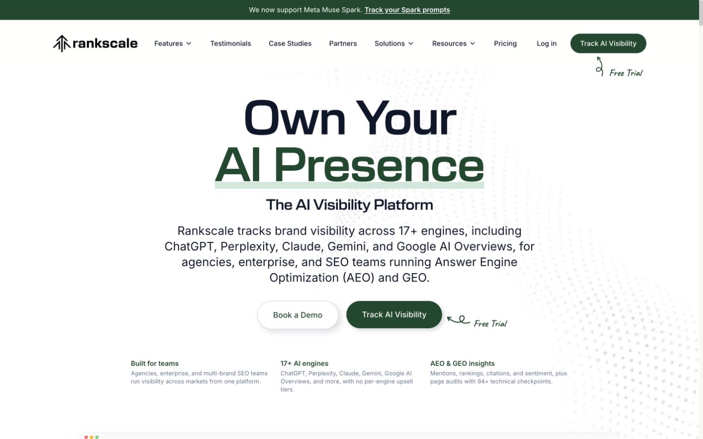 Rankscale public page shown at a desktop viewport