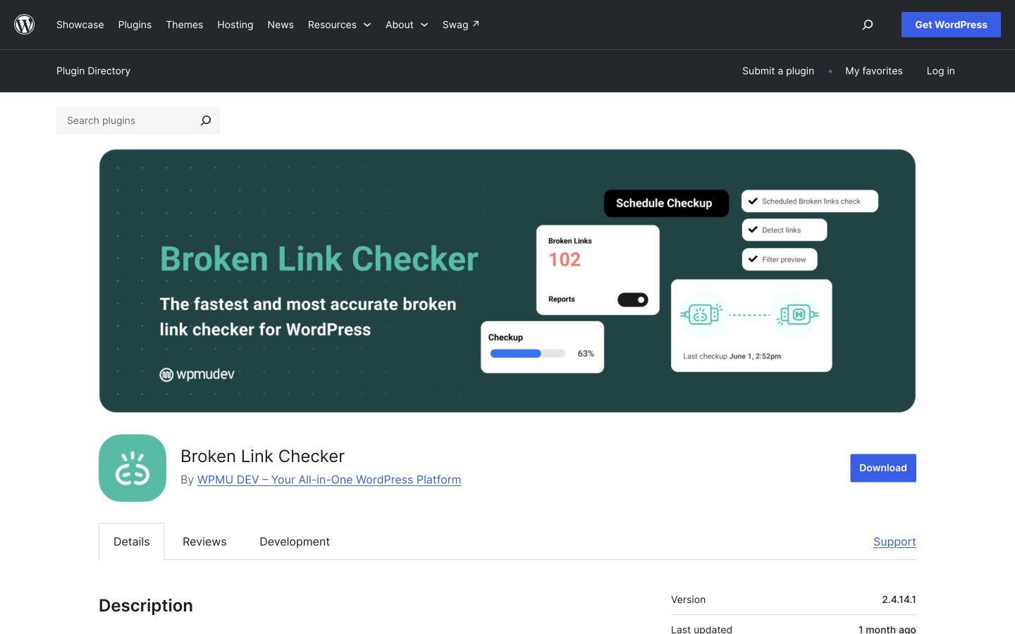 Brokenlinks public page shown at a desktop viewport
