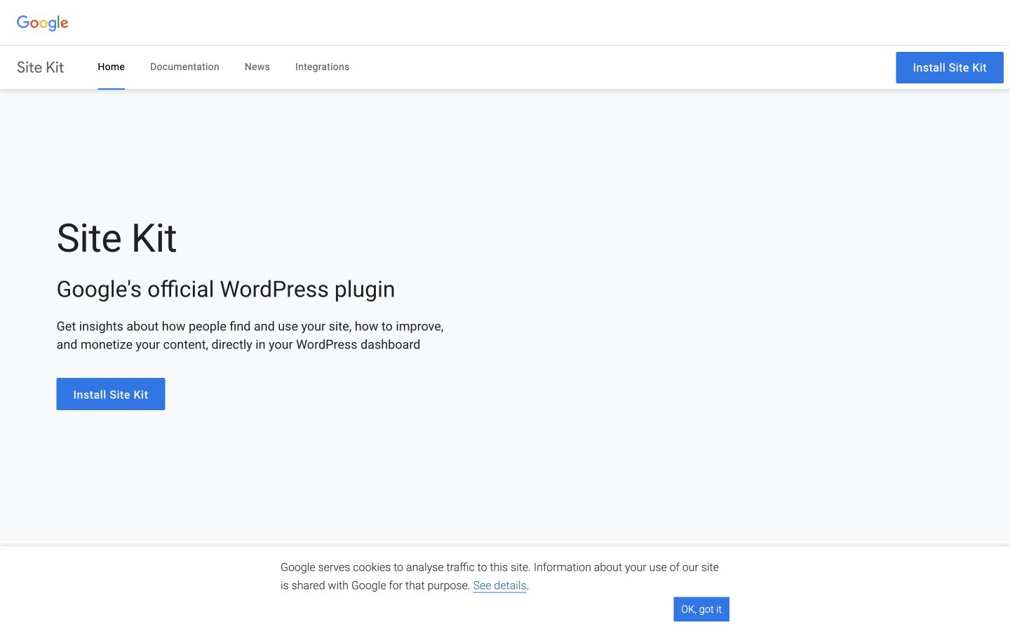 Sitekit public page shown at a desktop viewport