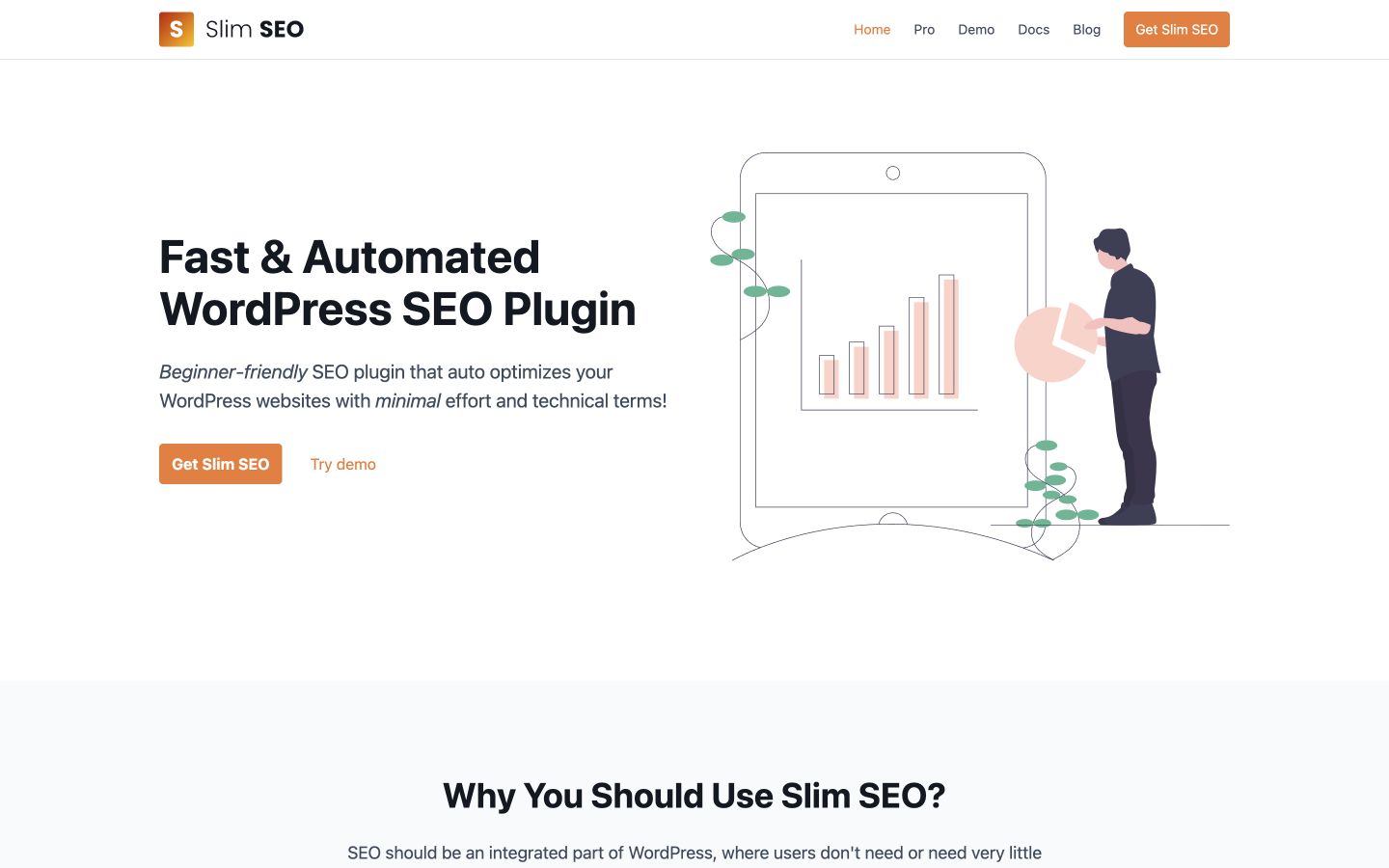 Slimseo public page shown at a desktop viewport