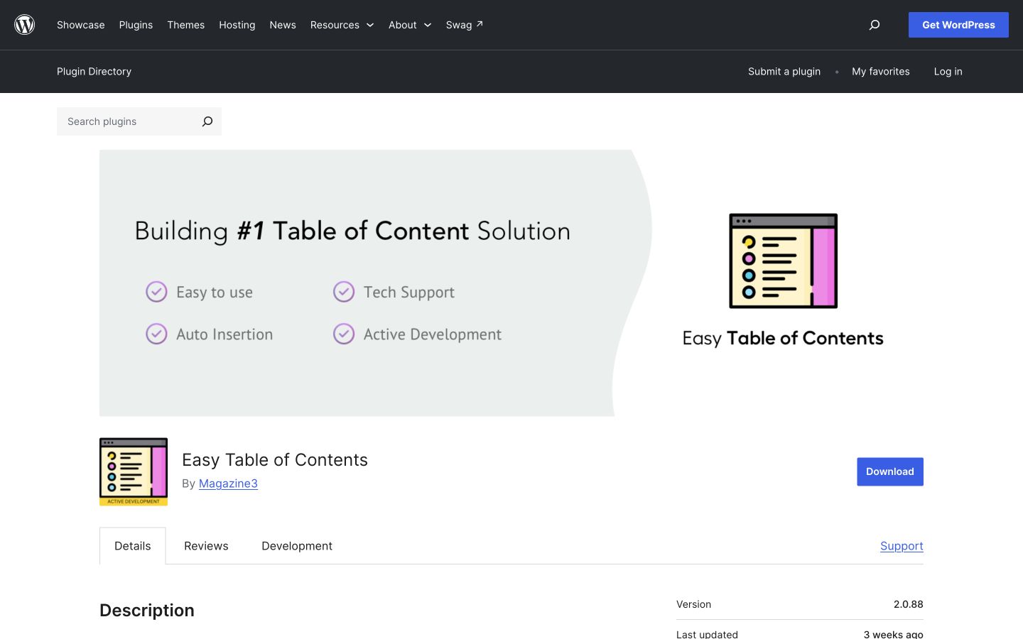 Toc public page shown at a desktop viewport