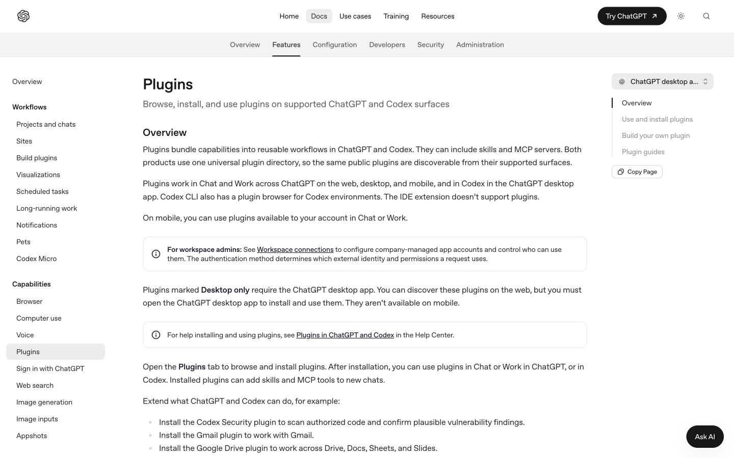 Chatgpt Plugins public page captured at a desktop viewport