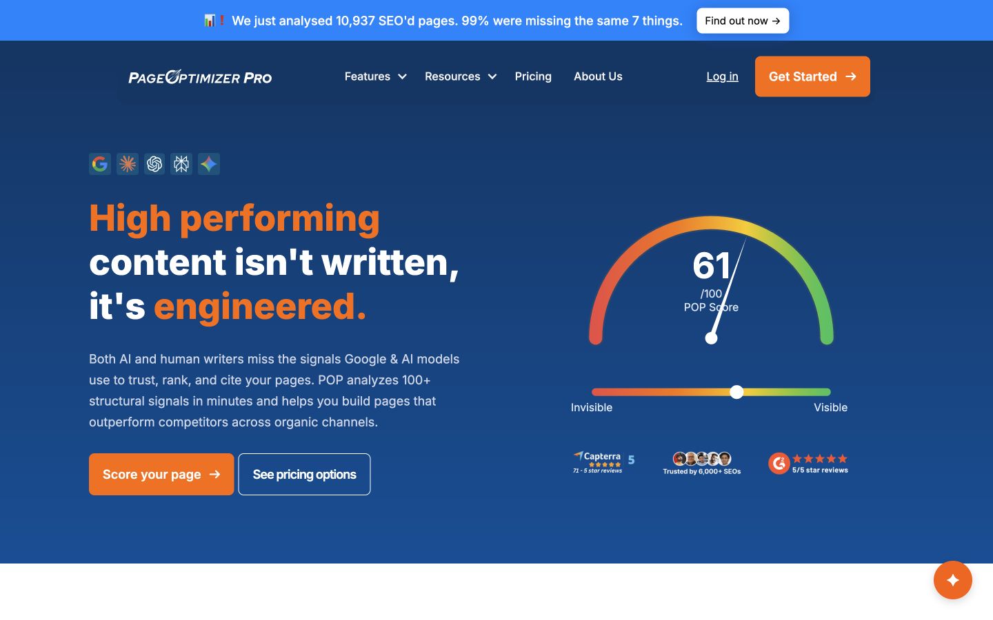 PageOptimizer Pro public product page captured at a desktop viewport