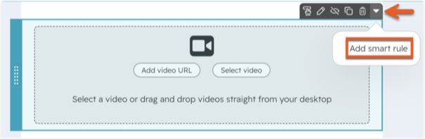 HubSpot editor illustration highlighting the Add smart rule control