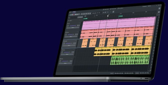 Audacity website illustration showing an audio editor with several tracks