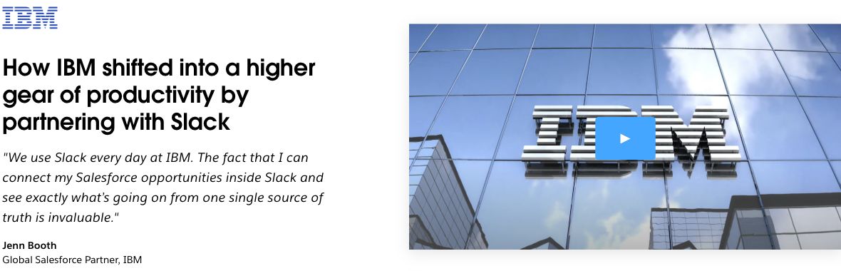 Slack IBM story identifies Jenn Booth as Global Salesforce Partner beside her testimony