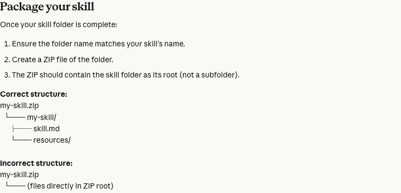 Claude support guide showing correct and incorrect ZIP folder structures