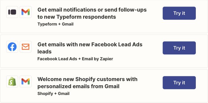 Zapier email automation guide showing recipes connecting forms, commerce, and email apps