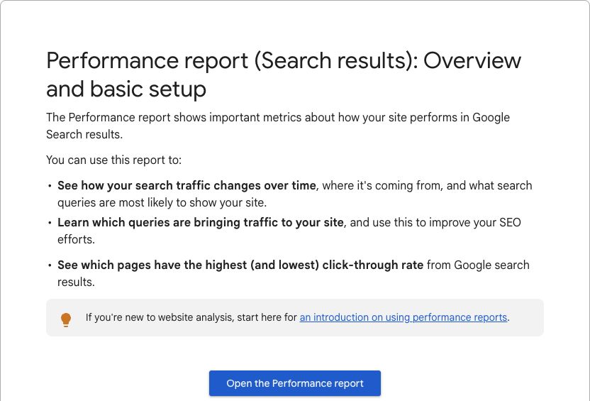 Google Search Console Help describing the Search results report and its search performance metrics