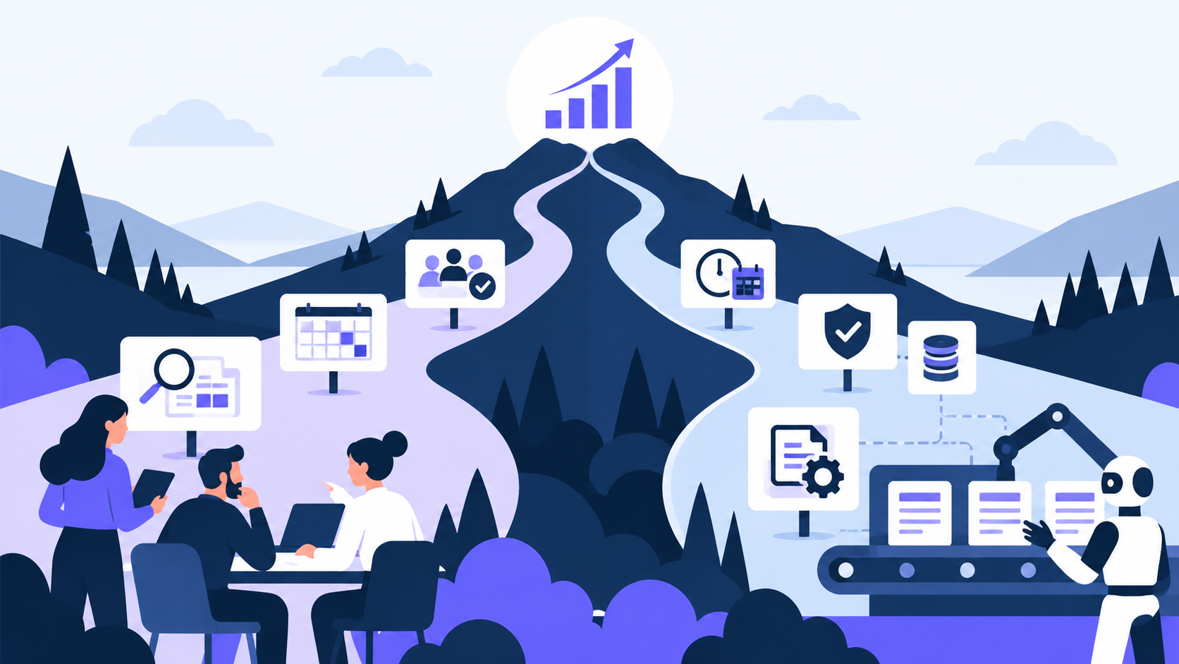 A specialist SEO team and an automated content pipeline taking different routes toward organic growth