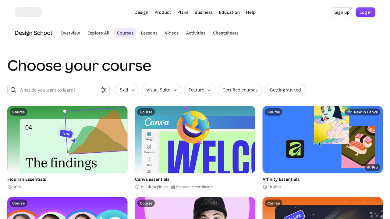 Canva Design School desktop course directory