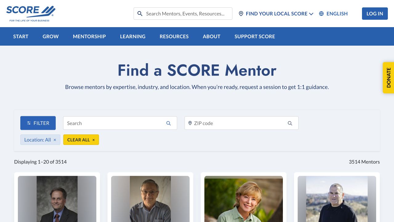 SCORE's desktop mentor directory