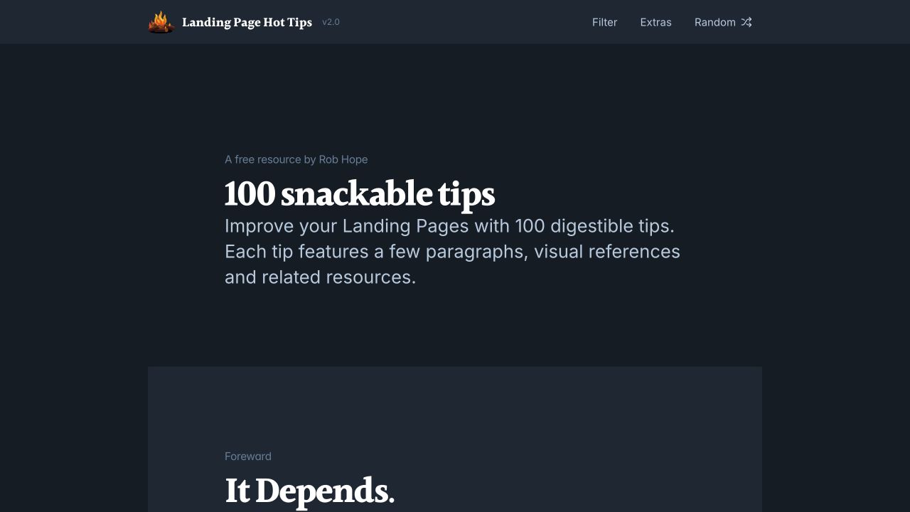 Landing Page Hot Tips desktop learning library