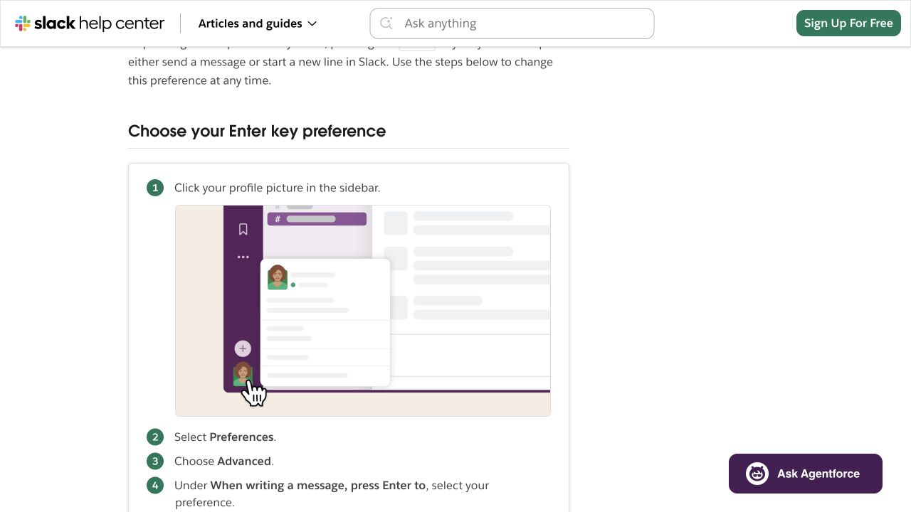Slack’s Enter-key preference guide with conditional shortcut advice