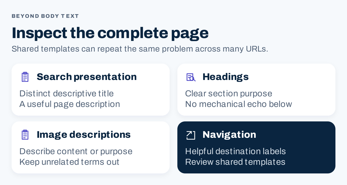 Four page areas that need a manual repetition check